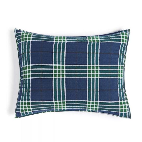 Martha Stewart Collection Blackwatch Quilt, Standard Sham, Bluegreen - Picture 1 of 2